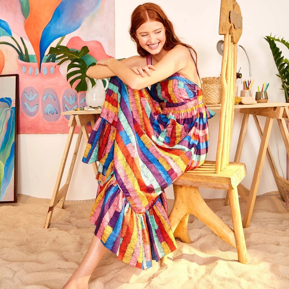 Farm Rio Soleil Embroidered Maxi Dress - Multicolor, S